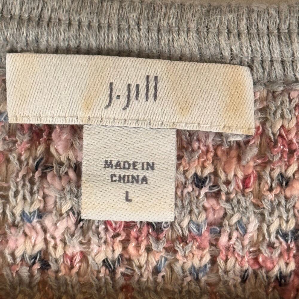J.Jill Women’s L Cottagecore Cardigan Sweater Pink Cotton Blend Embroidered Boho - Picture 3 of 12